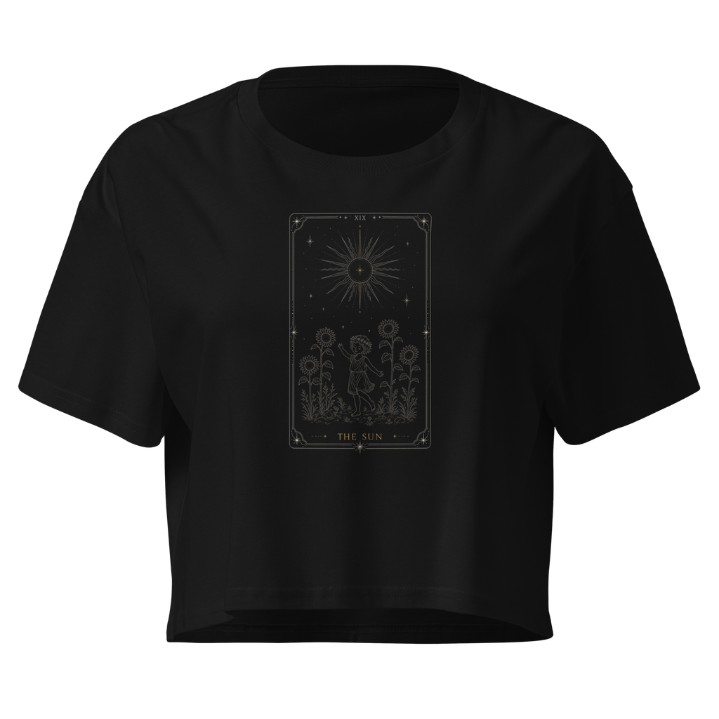 The Sun Tarot Crop Top - Black