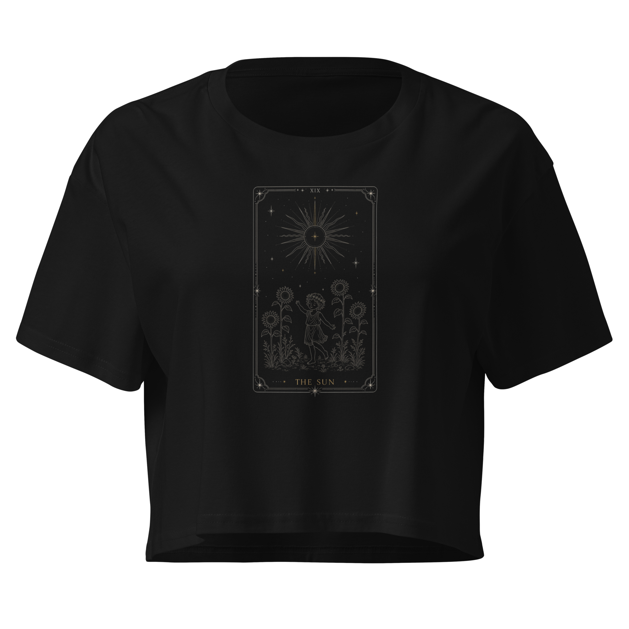 The Sun Tarot Crop Top - Black