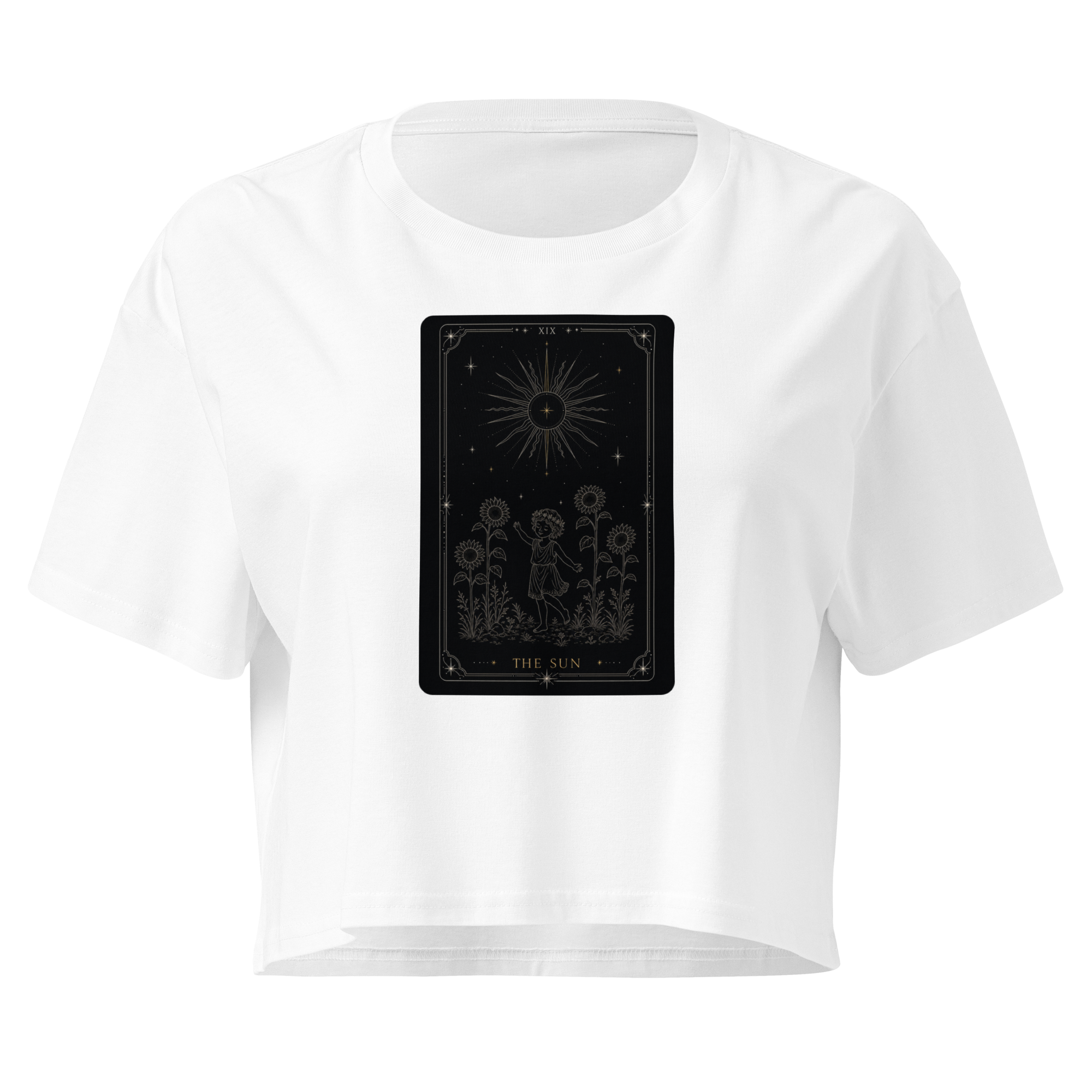 The Sun Tarot Crop Top - White