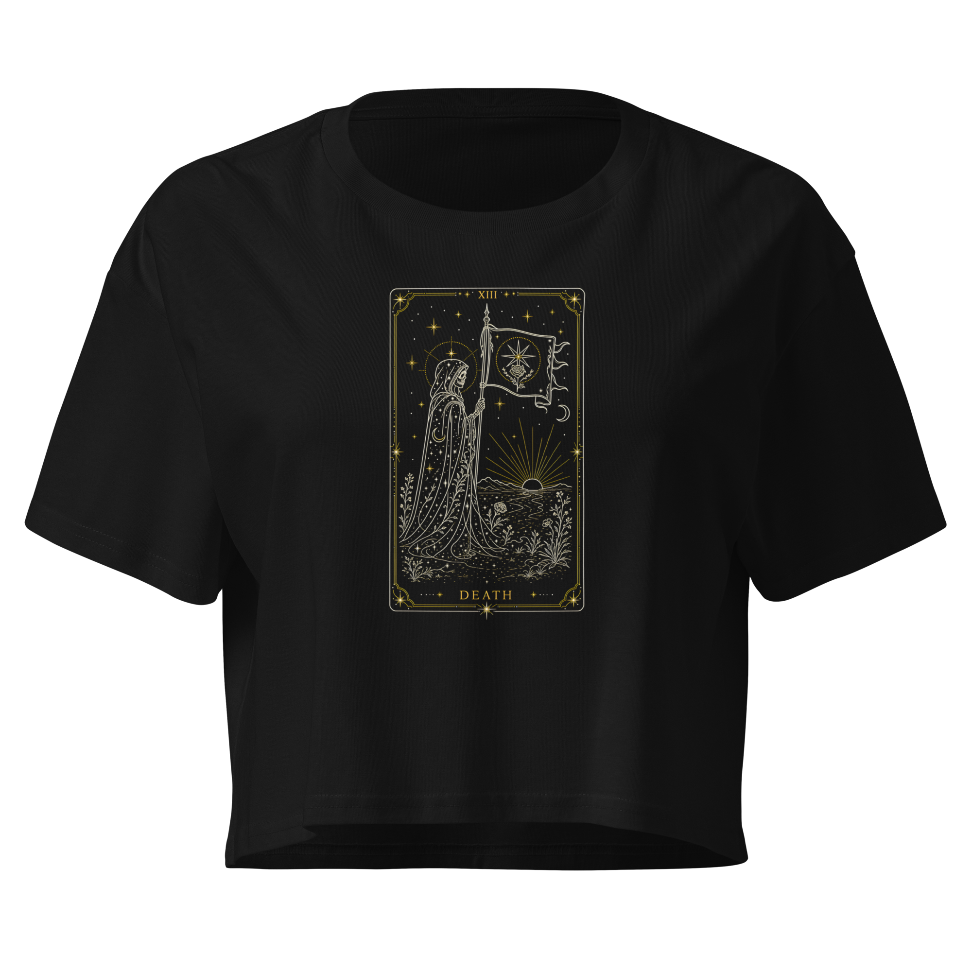 Death Tarot Crop Top - Black