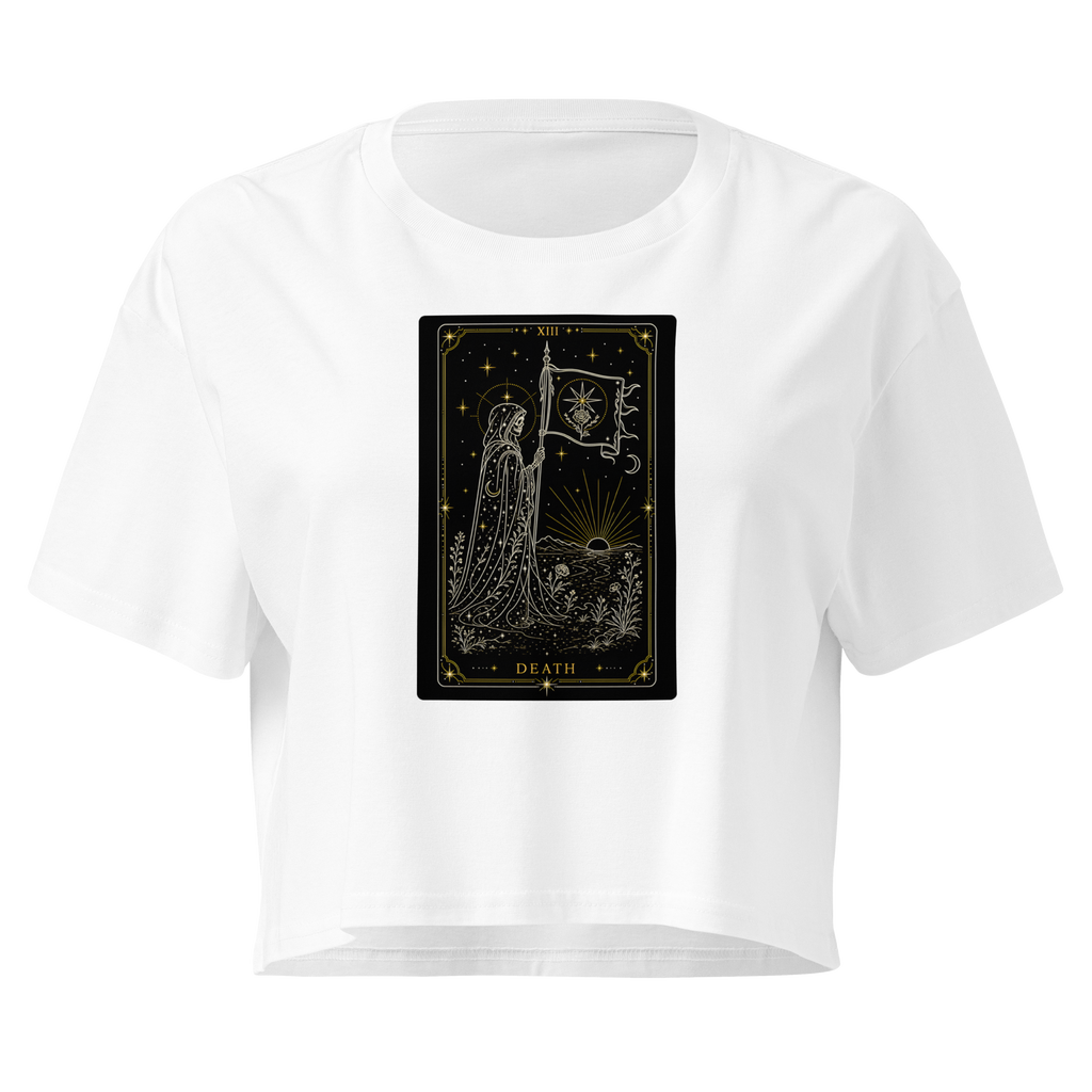 Death Tarot Crop Top - White