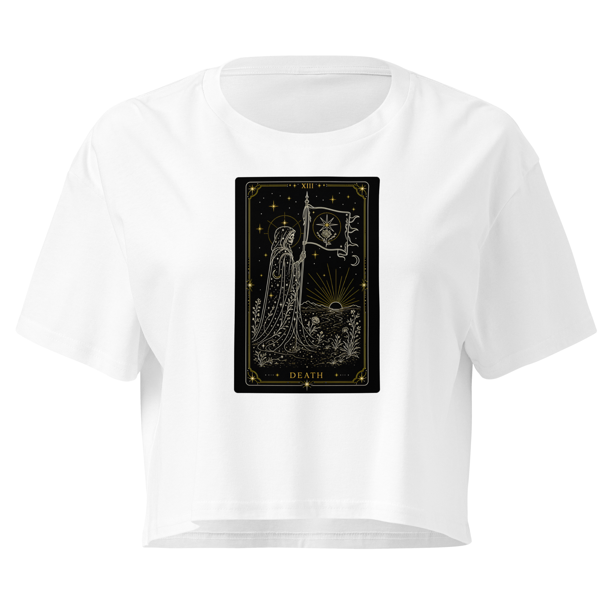 Death Tarot Crop Top - White