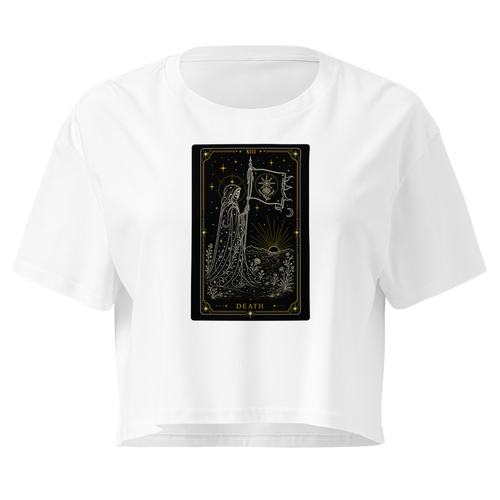 Death Tarot Crop Top - White