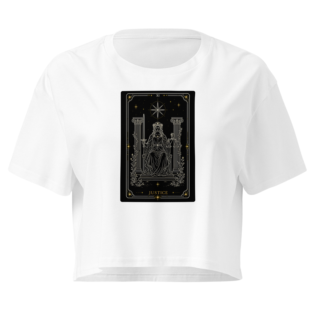 Justice Tarot Crop Top - White