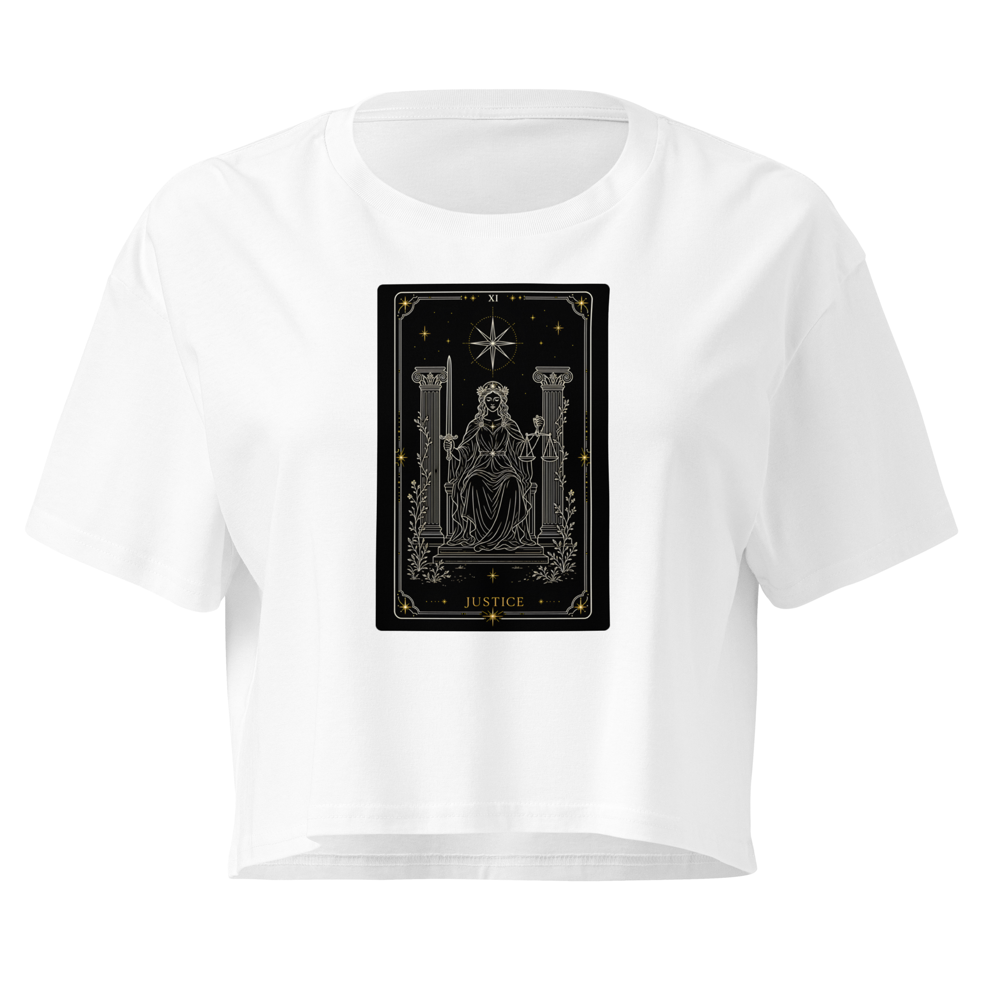 Justice Tarot Crop Top - White