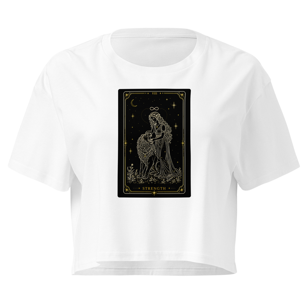 Strength Tarot Crop Top - White