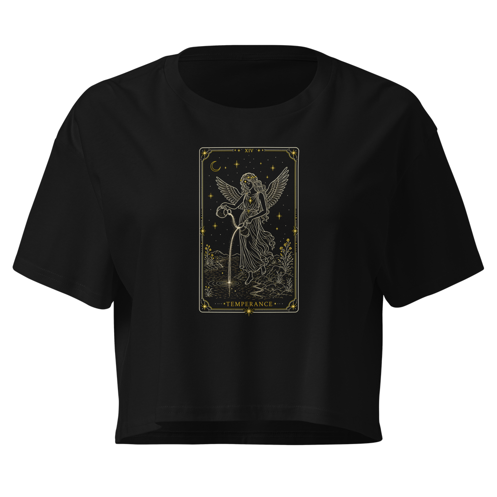 Temperance Tarot Crop Top - Black