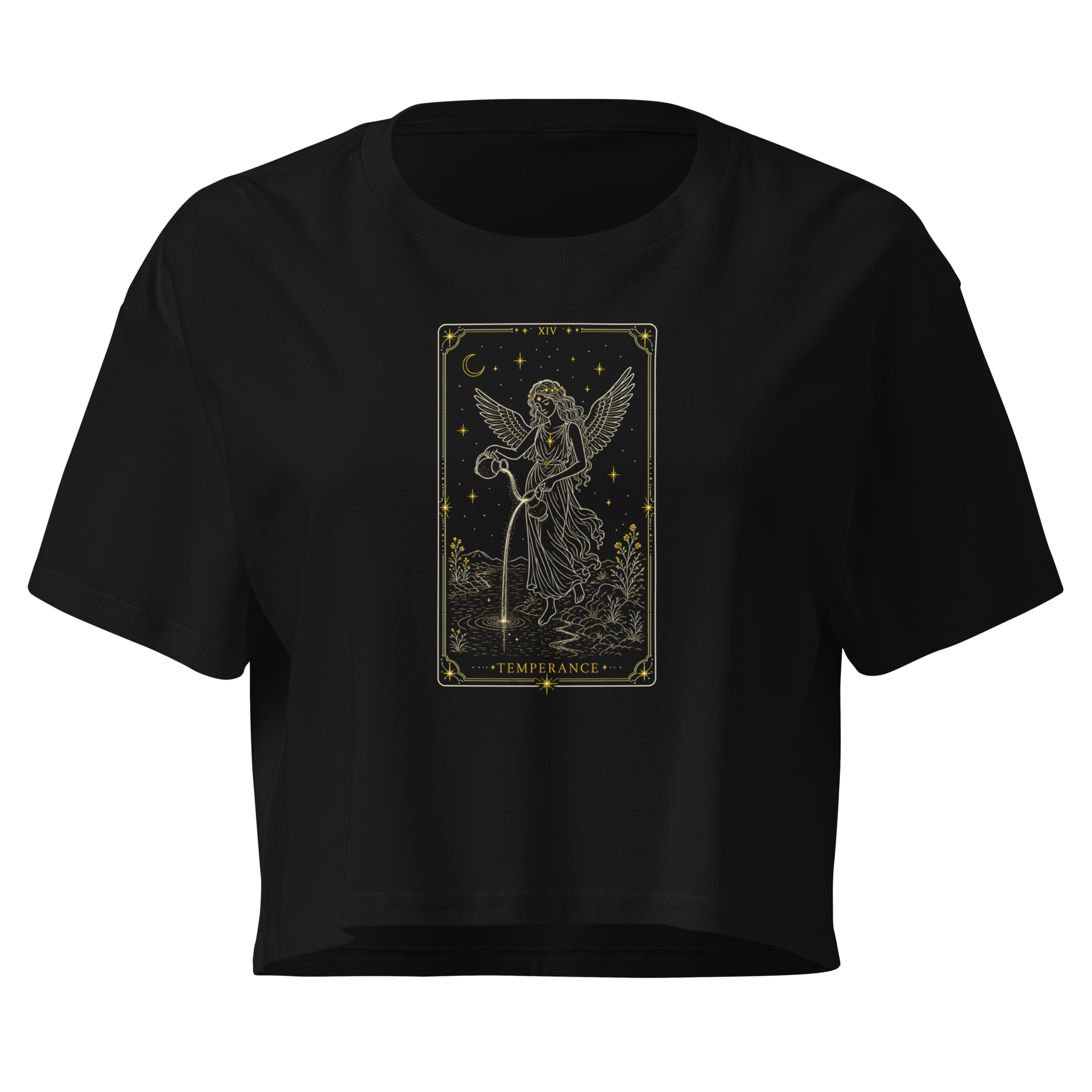 Temperance Tarot Crop Top - Black