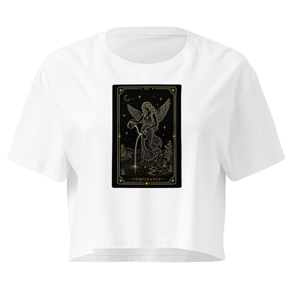 Temperance Tarot Crop Top - White