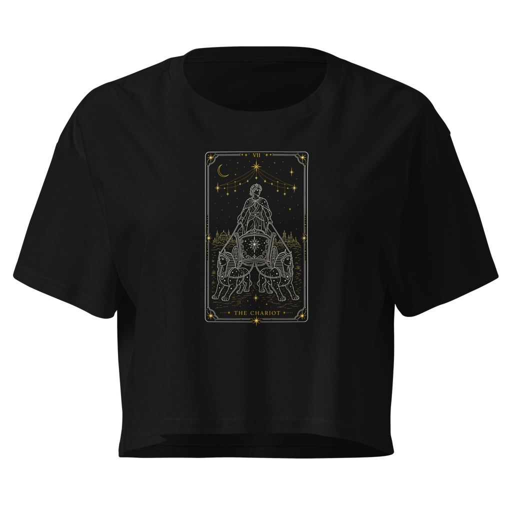 The Chariot Tarot Crop Top - Black