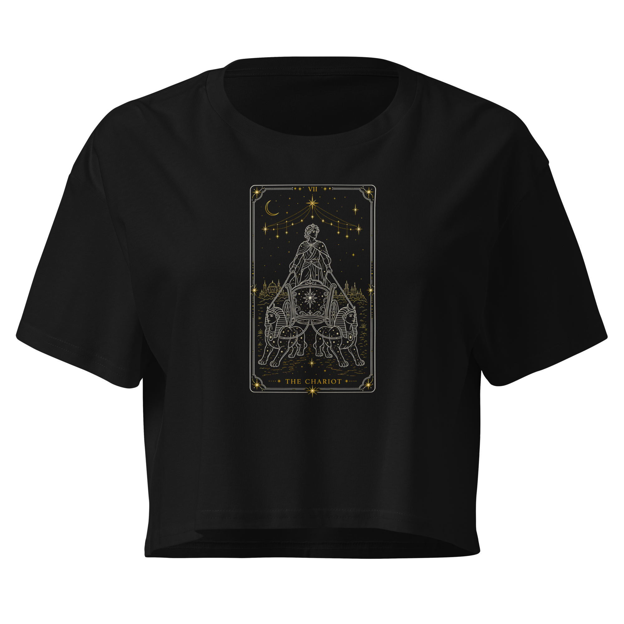 The Chariot Tarot Crop Top - Black