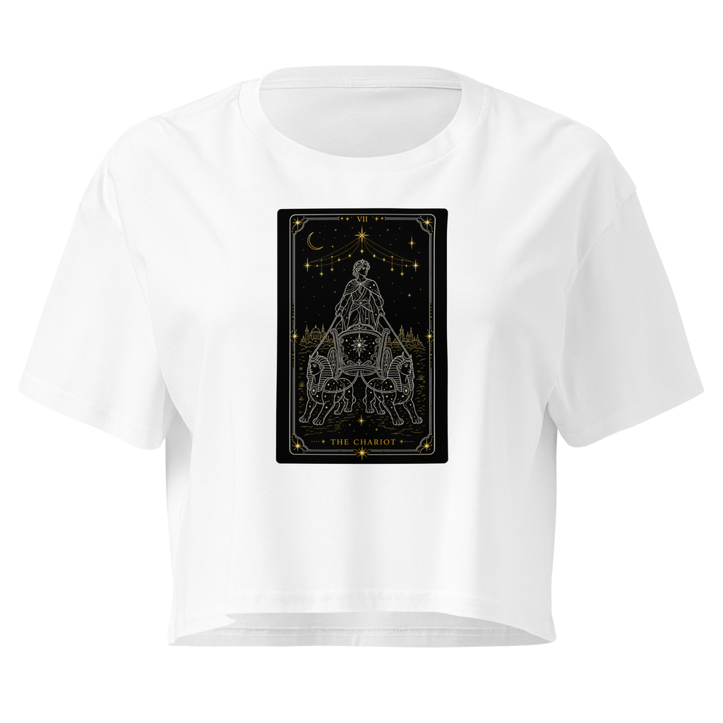 The Chariot Tarot Crop Top - White