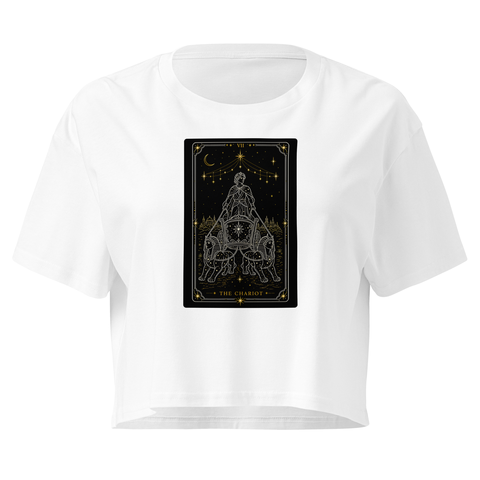 The Chariot Tarot Crop Top - White