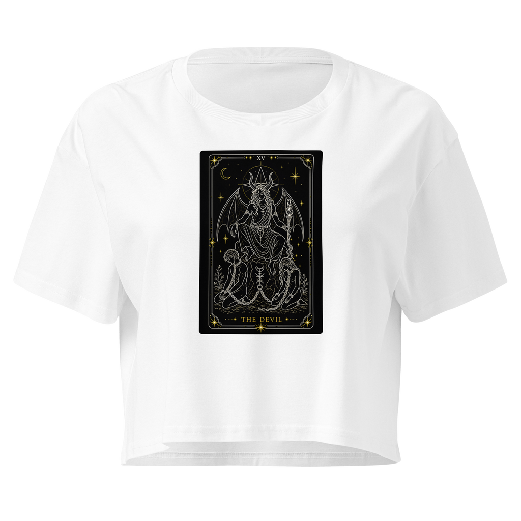 The Devil Tarot Crop Top - White