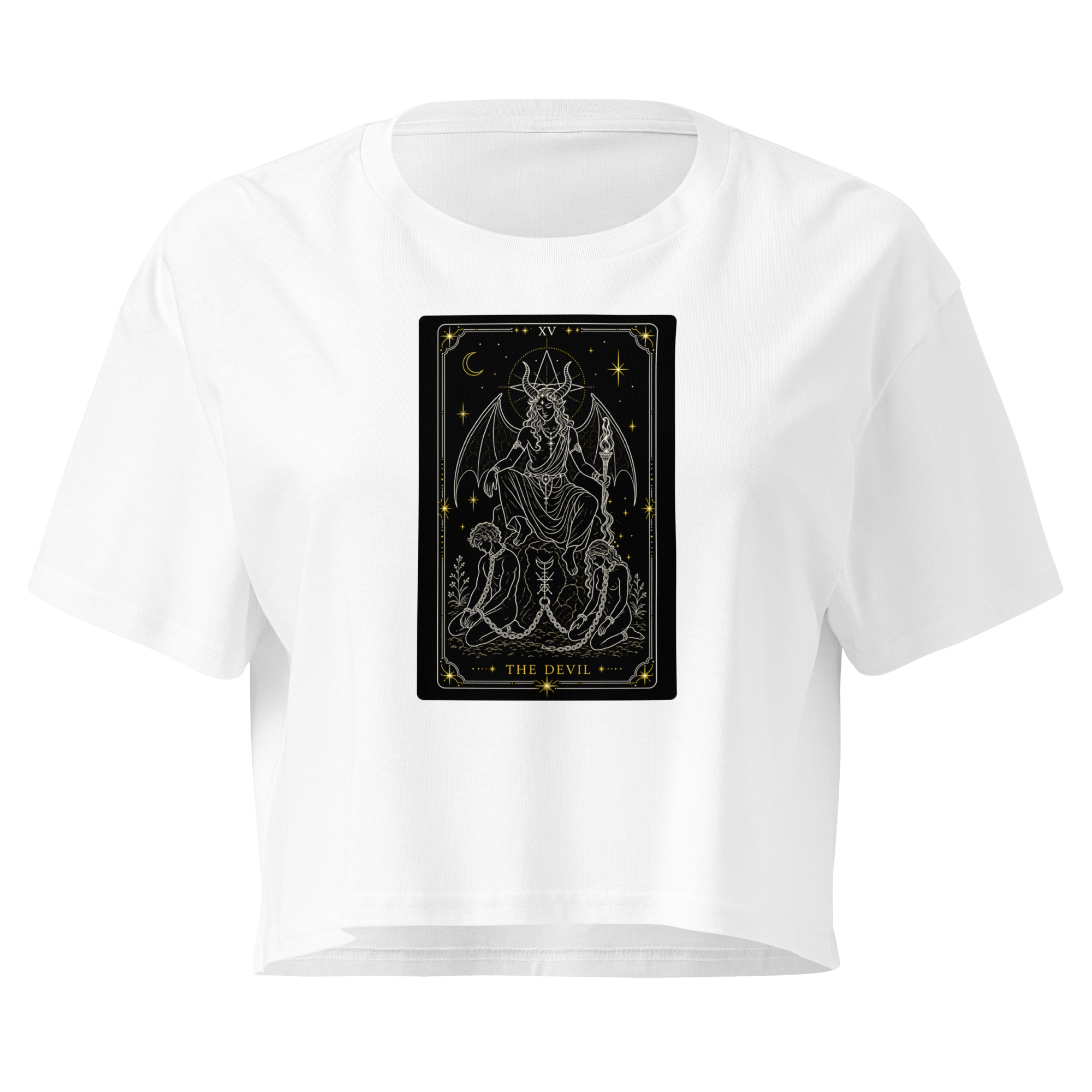 The Devil Tarot Crop Top - White