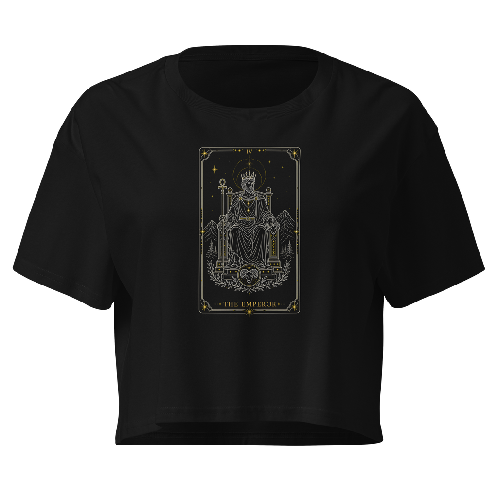 The Emperor Tarot Crop Top - Black