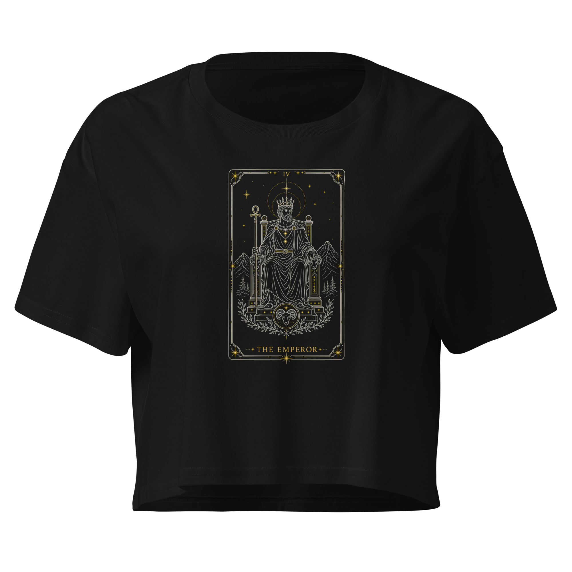The Emperor Tarot Crop Top - Black