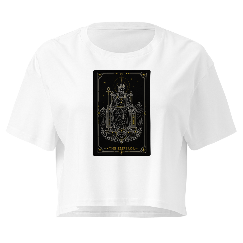 The Emperor Tarot Crop Top - White