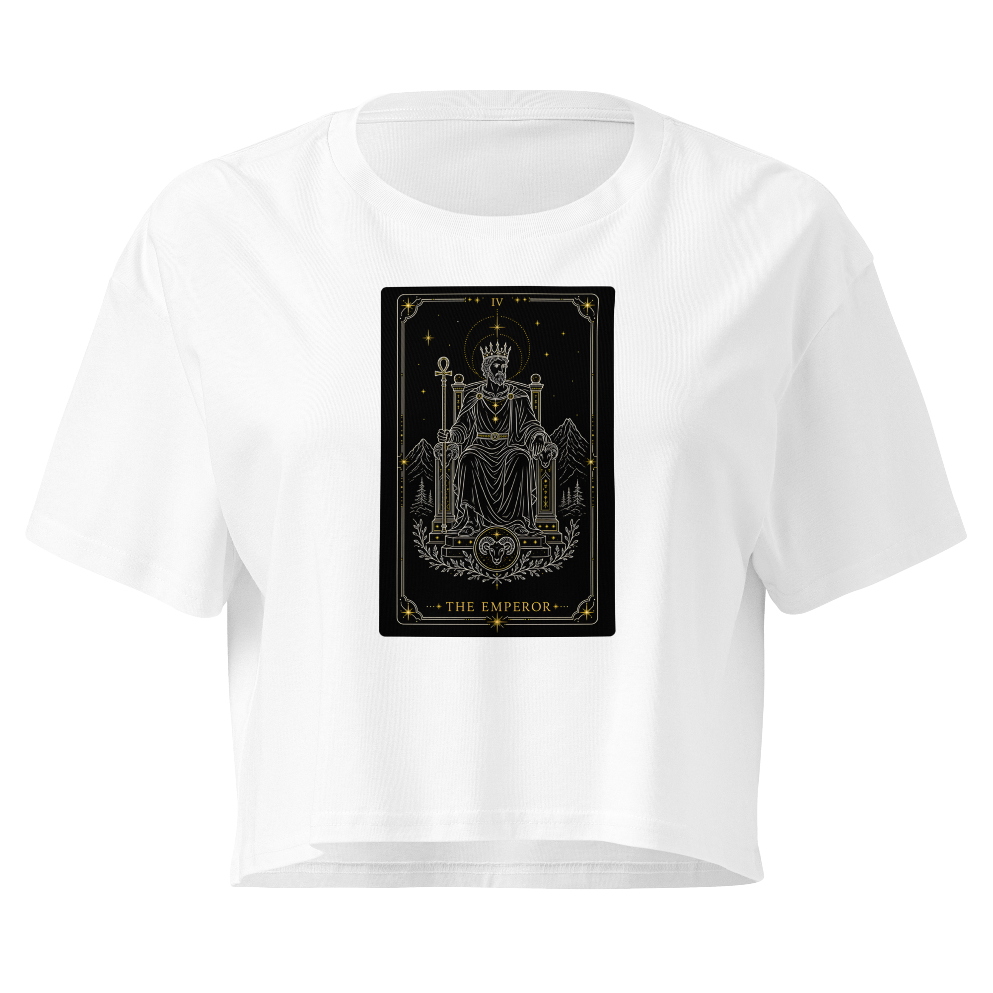 The Emperor Tarot Crop Top - White