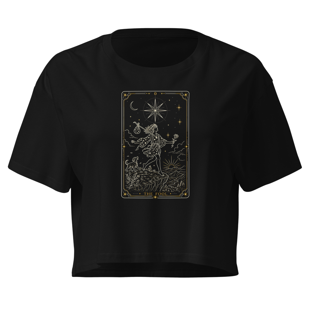 The Fool Tarot Crop Top - Black