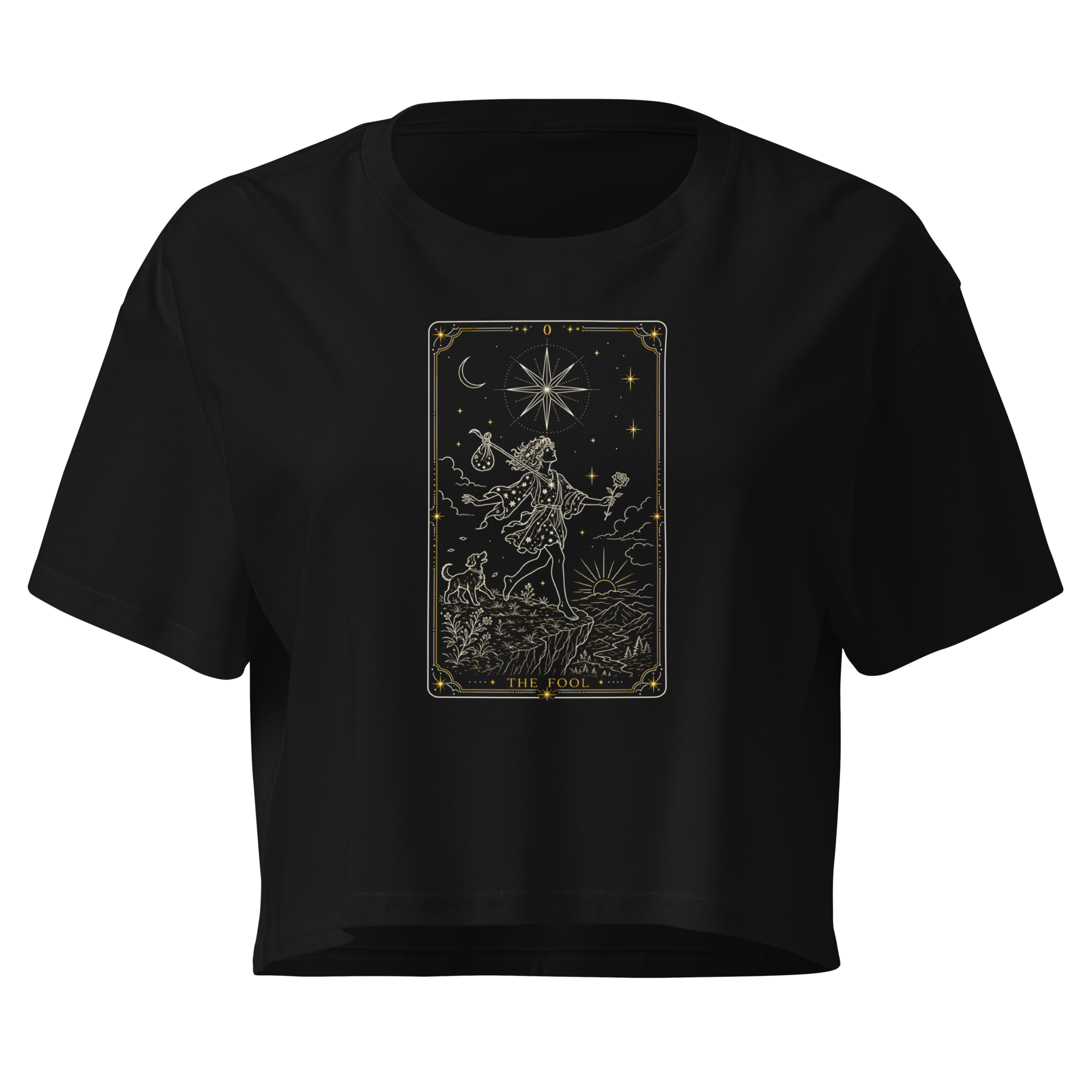 The Fool Tarot Crop Top - Black