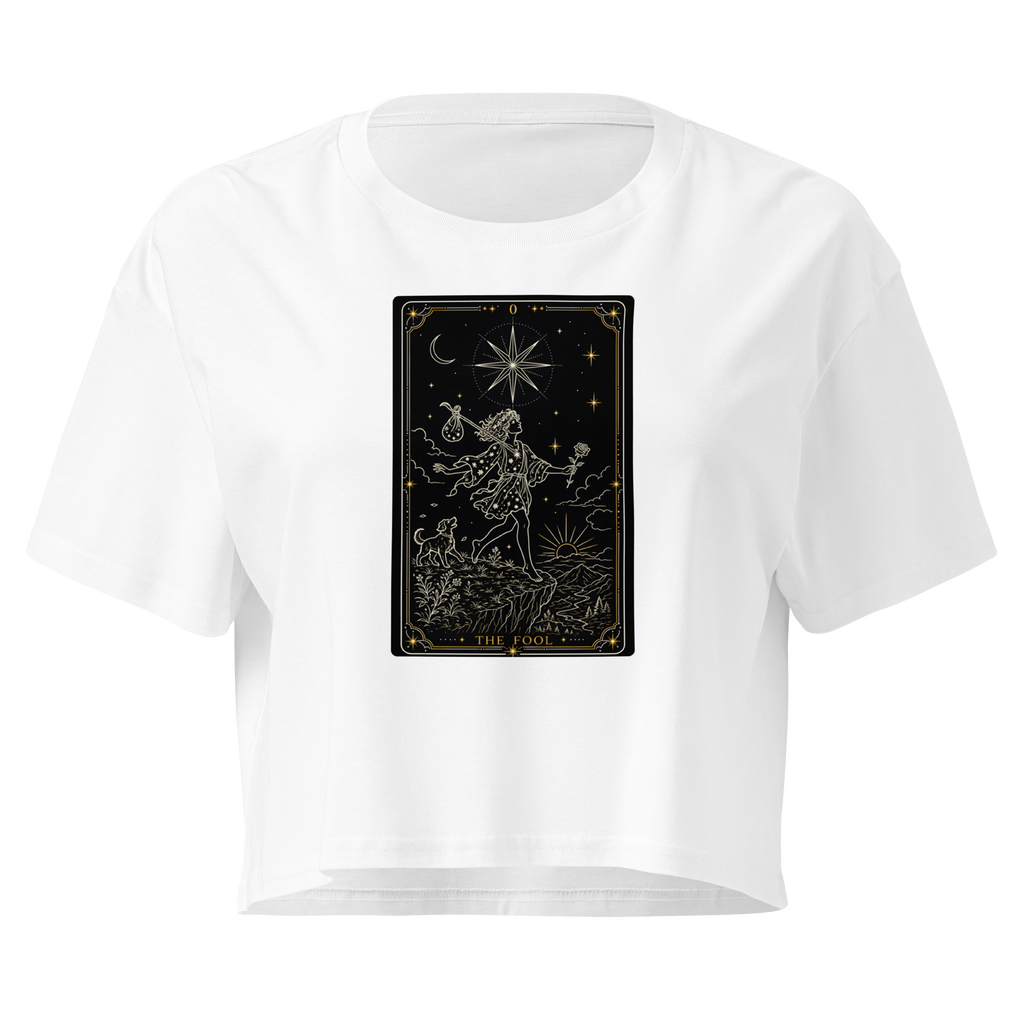 The Fool Tarot Crop Top - White