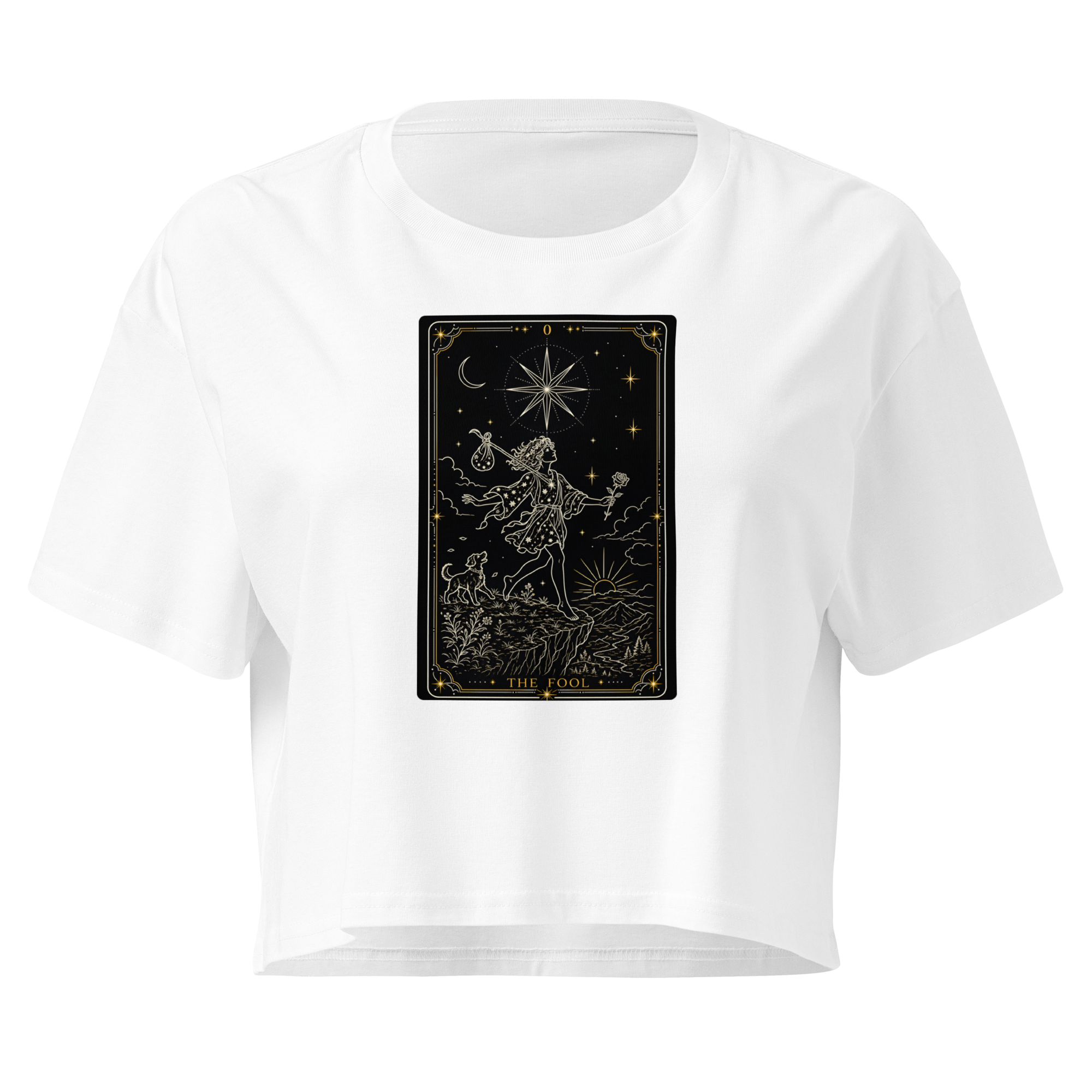 The Fool Tarot Crop Top - White