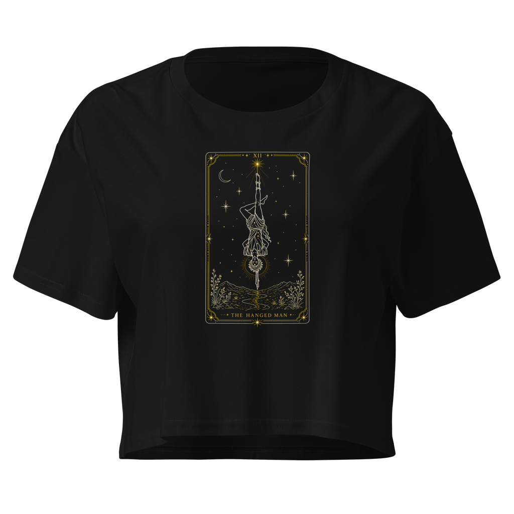 The Hanged Man Tarot Crop Top - Black