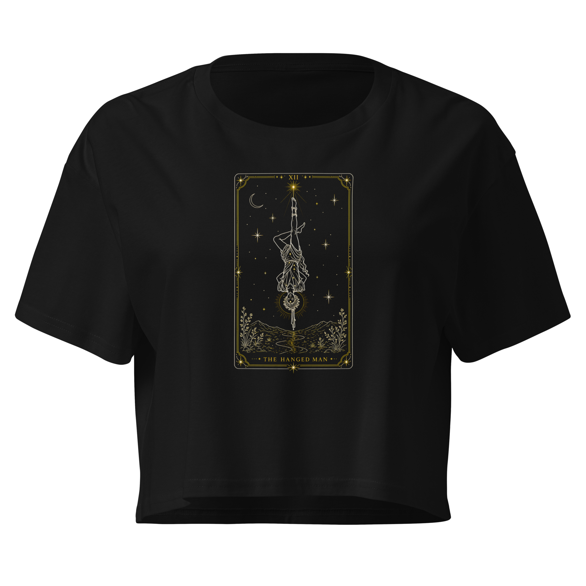The Hanged Man Tarot Crop Top - Black