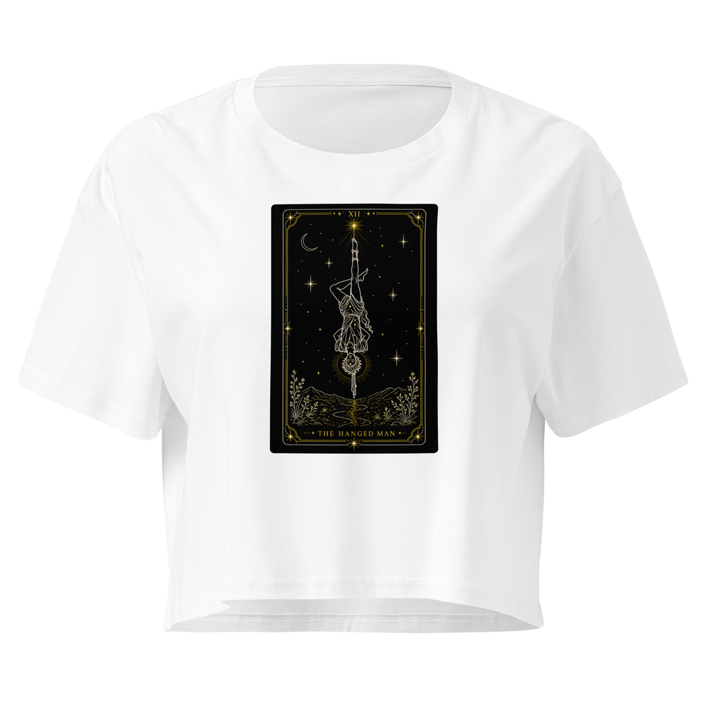 The Hanged Man Tarot Crop Top - White