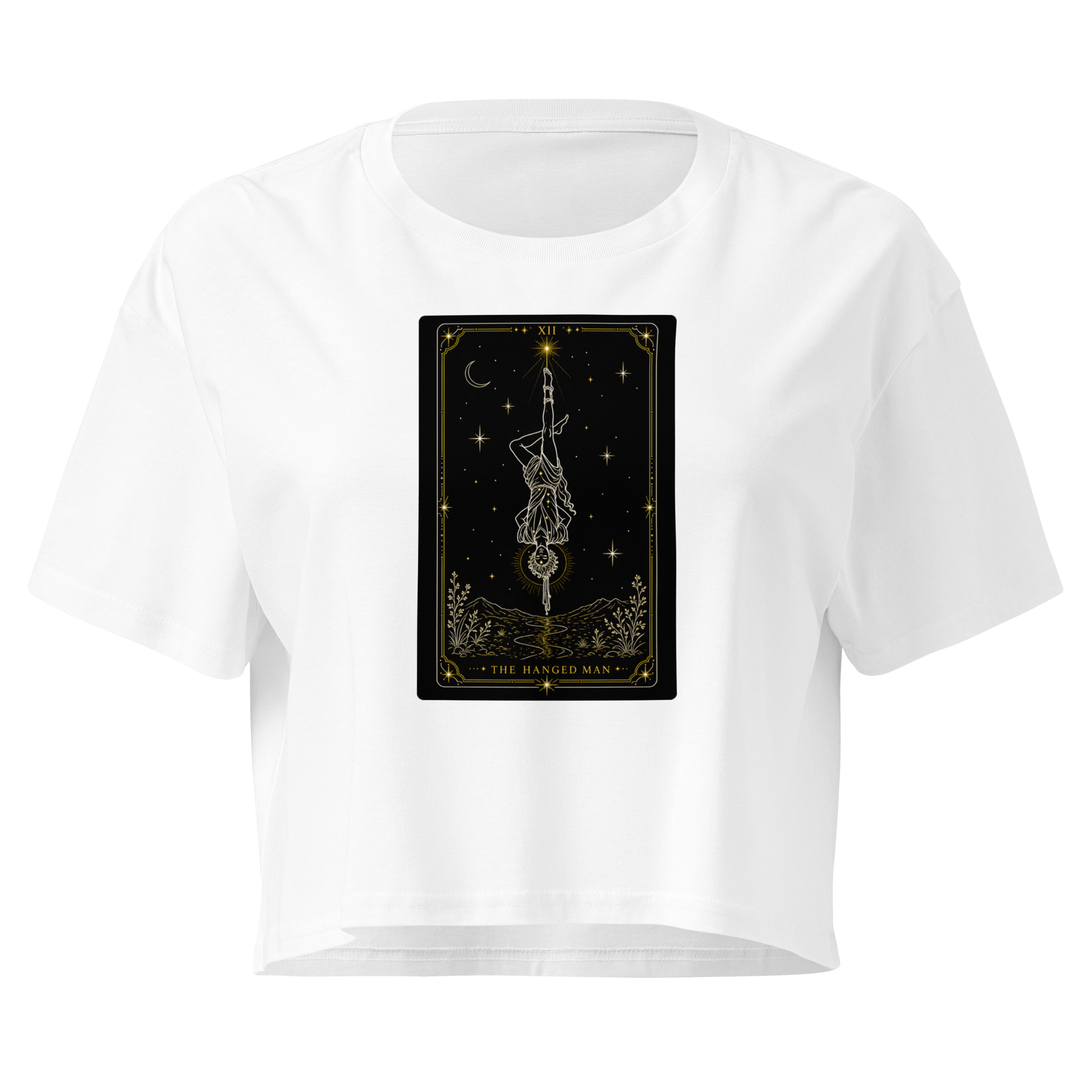 The Hanged Man Tarot Crop Top - White