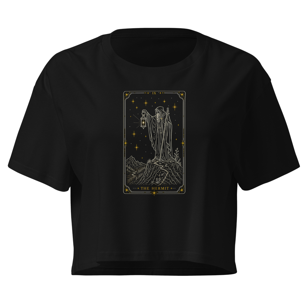 The Hermit Tarot Crop Top - Black