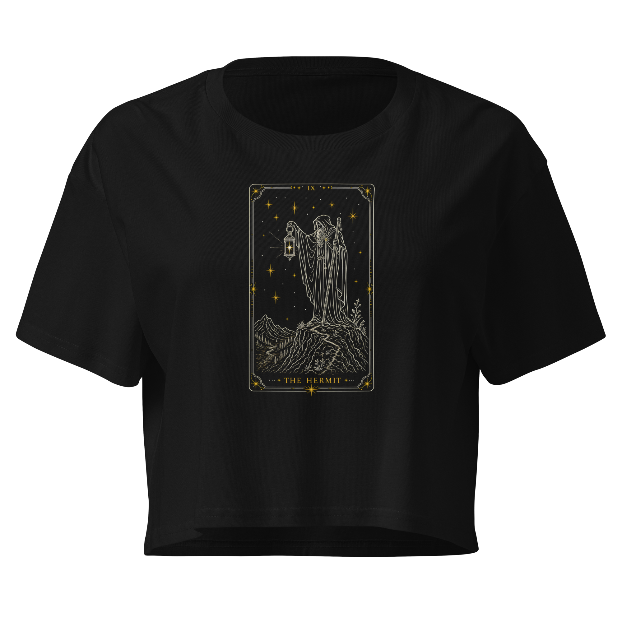 The Hermit Tarot Crop Top - Black