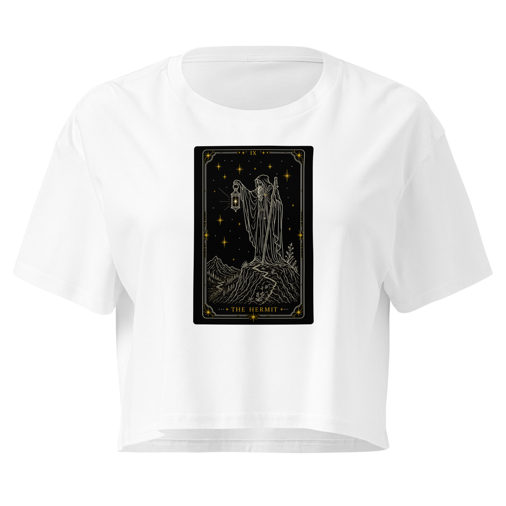 The Hermit Tarot Crop Top - White