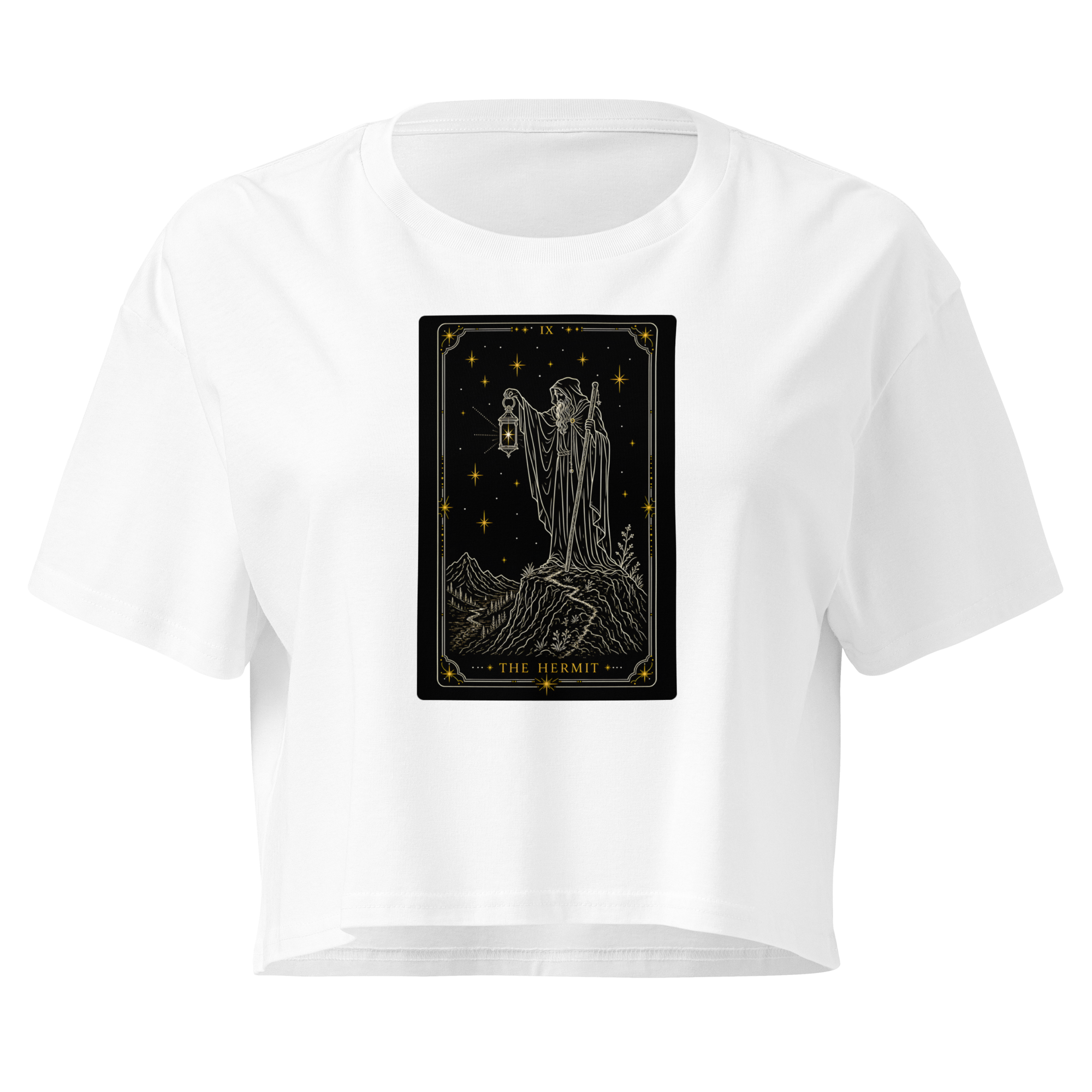 The Hermit Tarot Crop Top - White