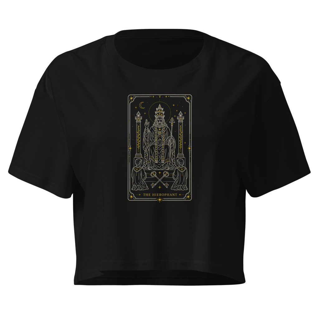 The Hierophant Tarot Crop Top - Black