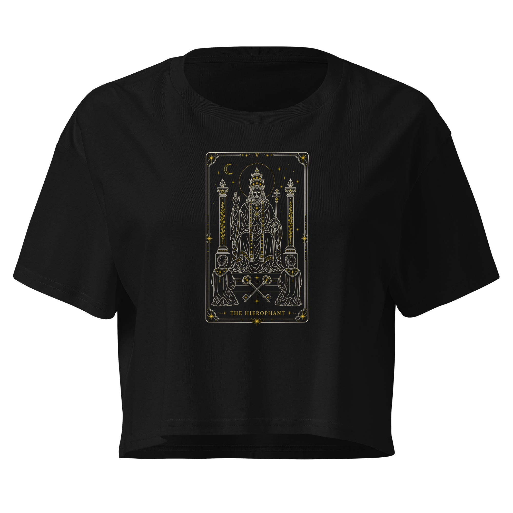 The Hierophant Tarot Crop Top - Black