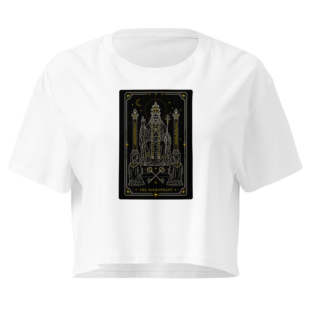 The Hierophant Tarot Crop Top - White
