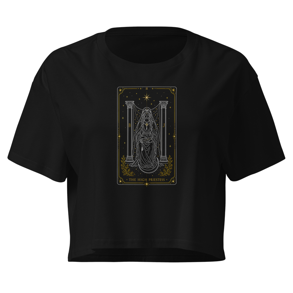 The High Priestess Tarot Crop Top - Black