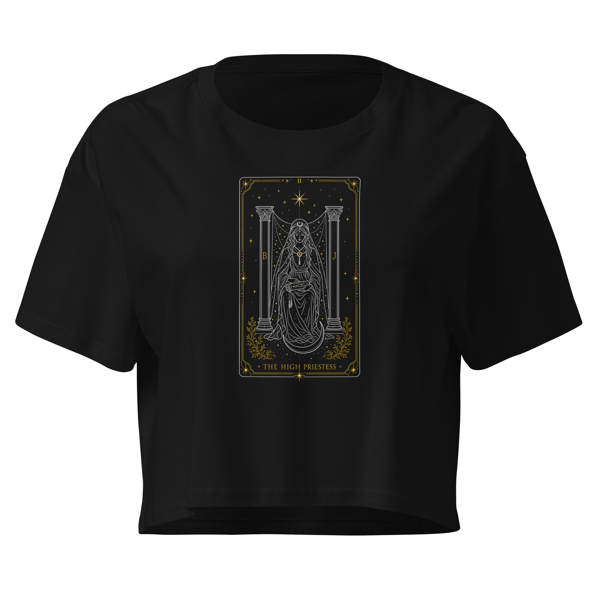 The High Priestess Tarot Crop Top - Black