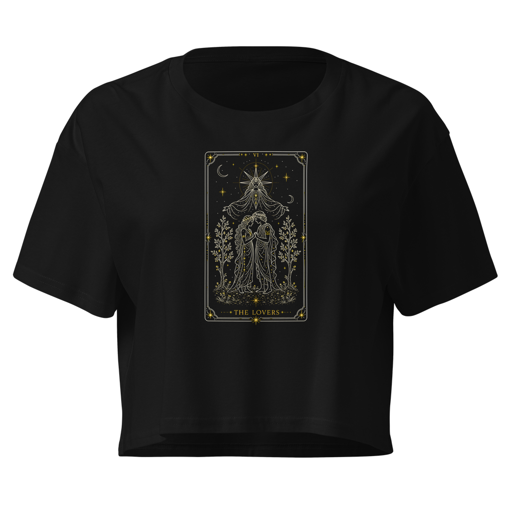 The Lovers Tarot Crop Top - Black