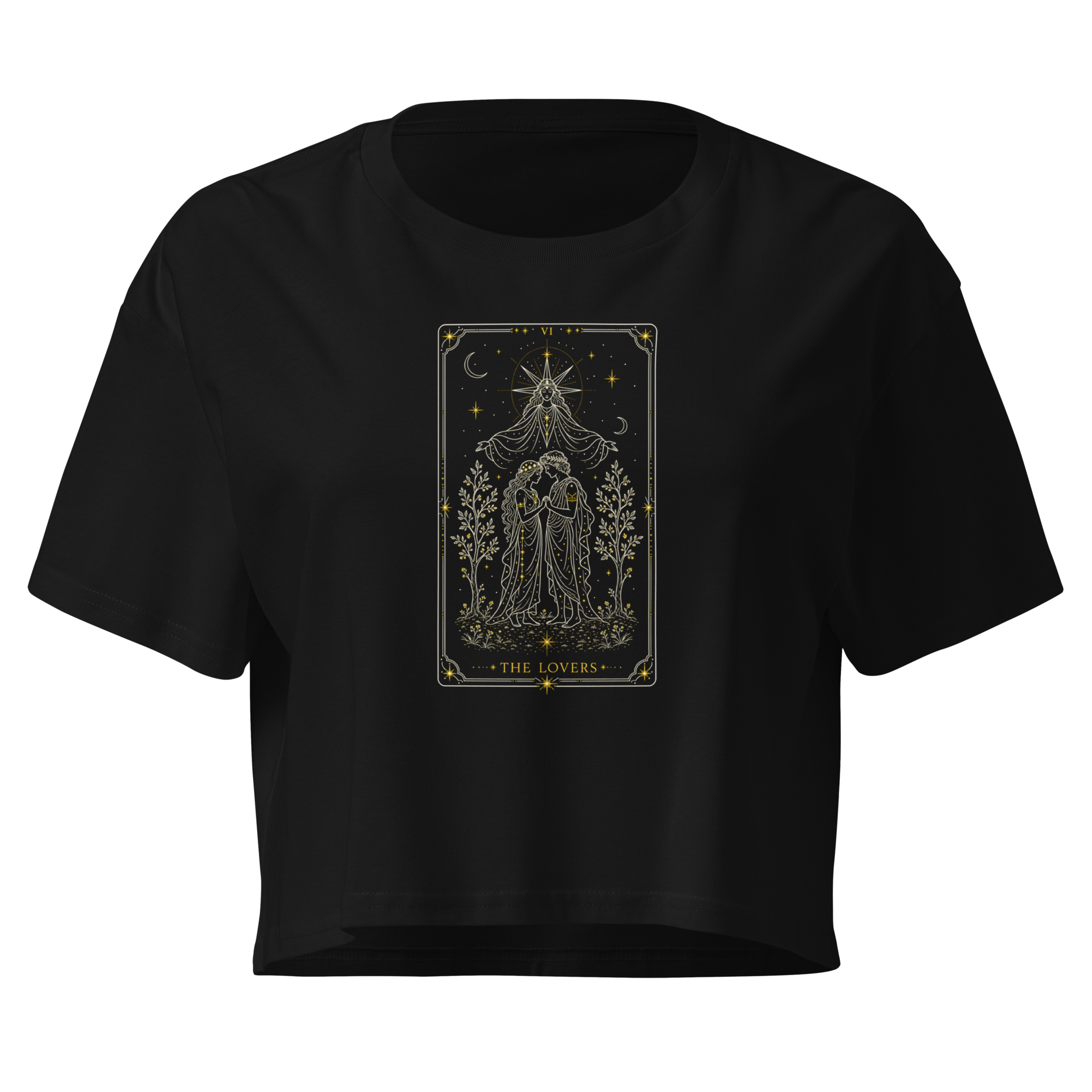 The Lovers Tarot Crop Top - Black