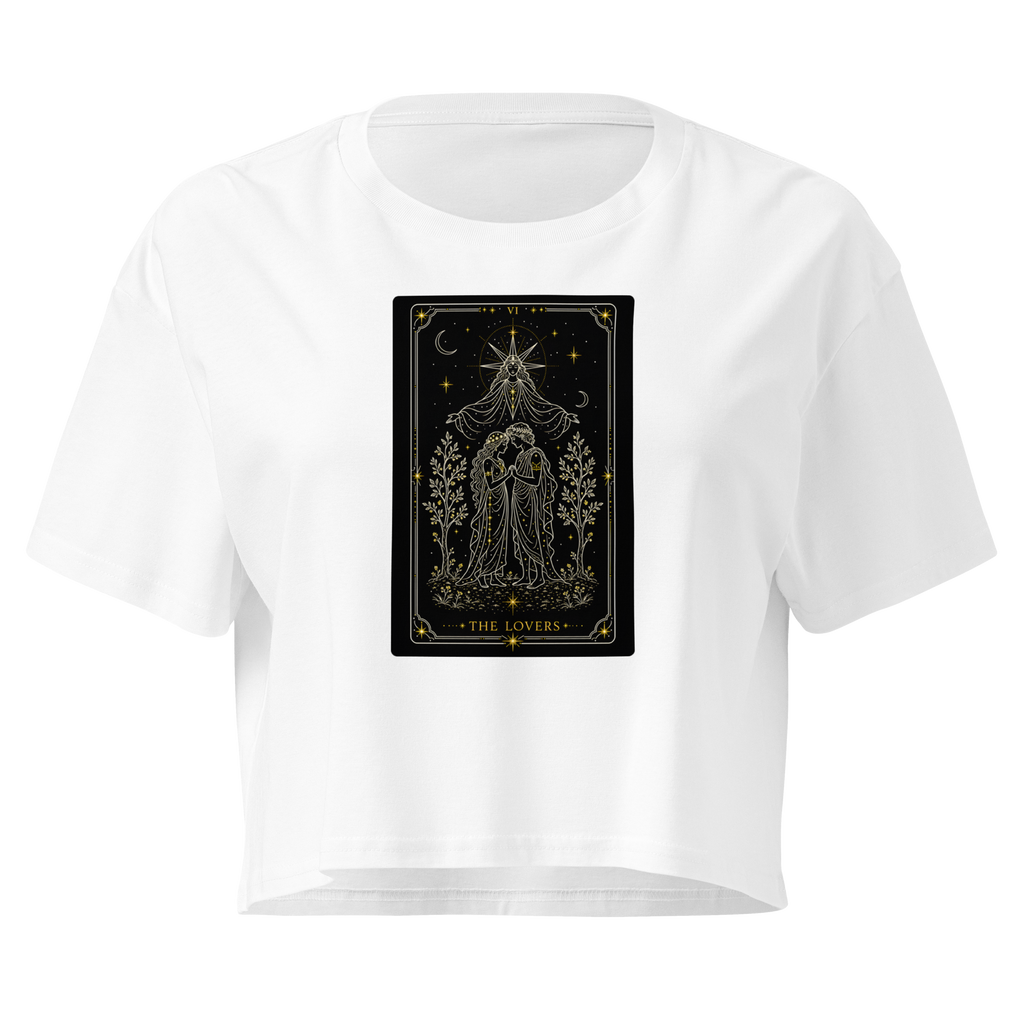 The Lovers Tarot Crop Top - White