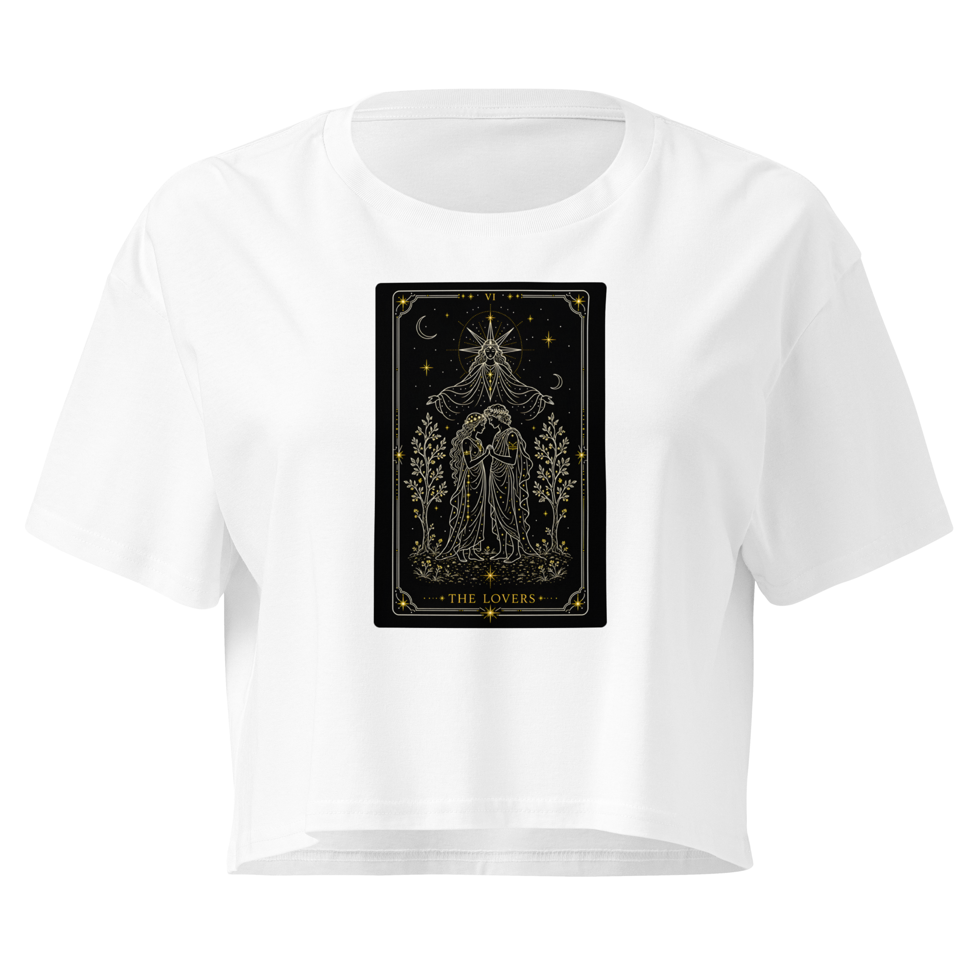 The Lovers Tarot Crop Top - White