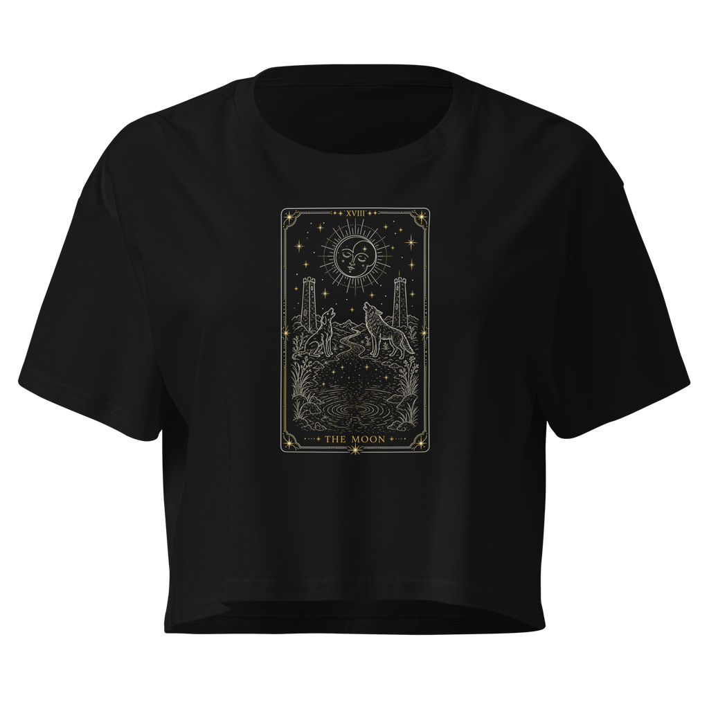 The Moon Tarot Crop Top - Black