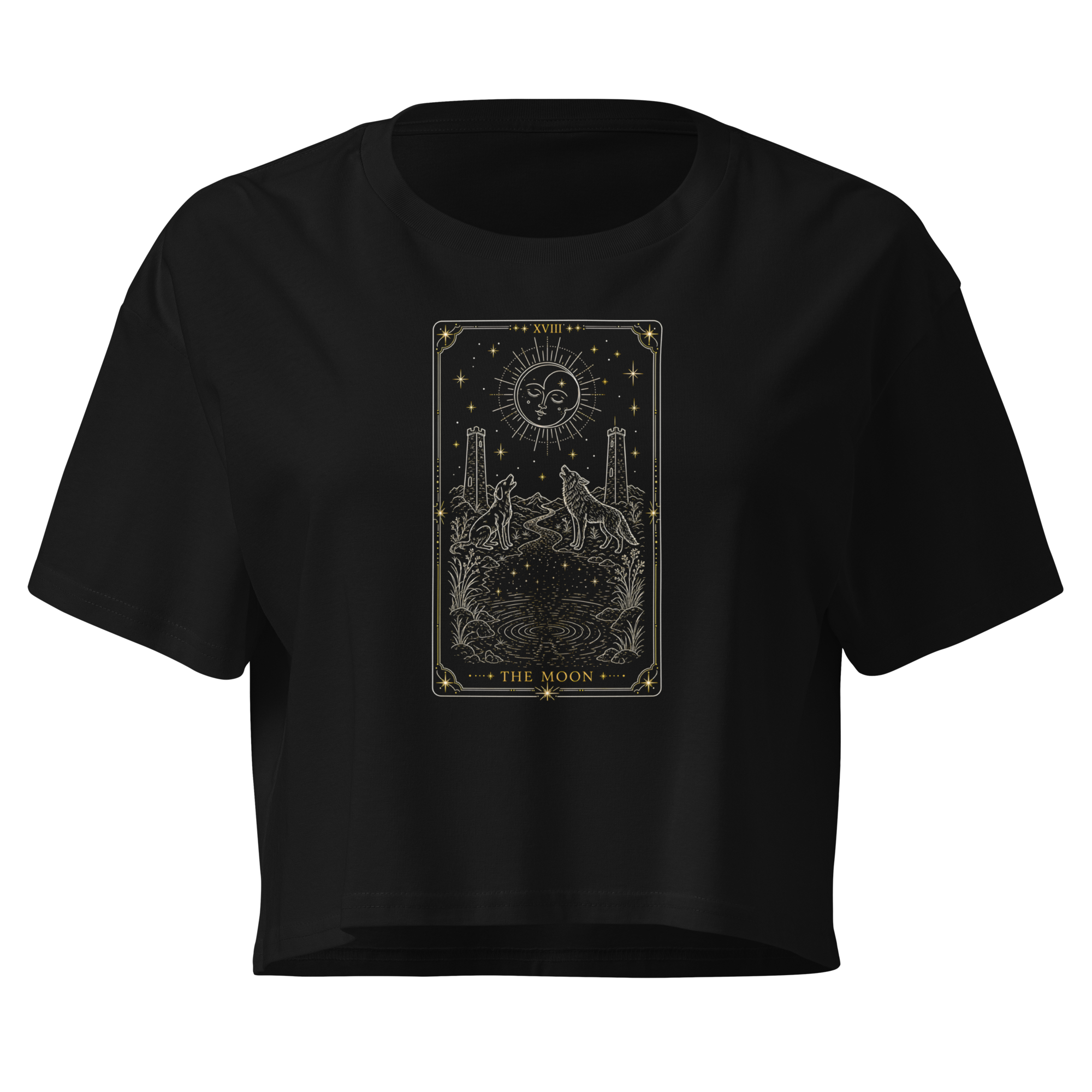 The Moon Tarot Crop Top - Black