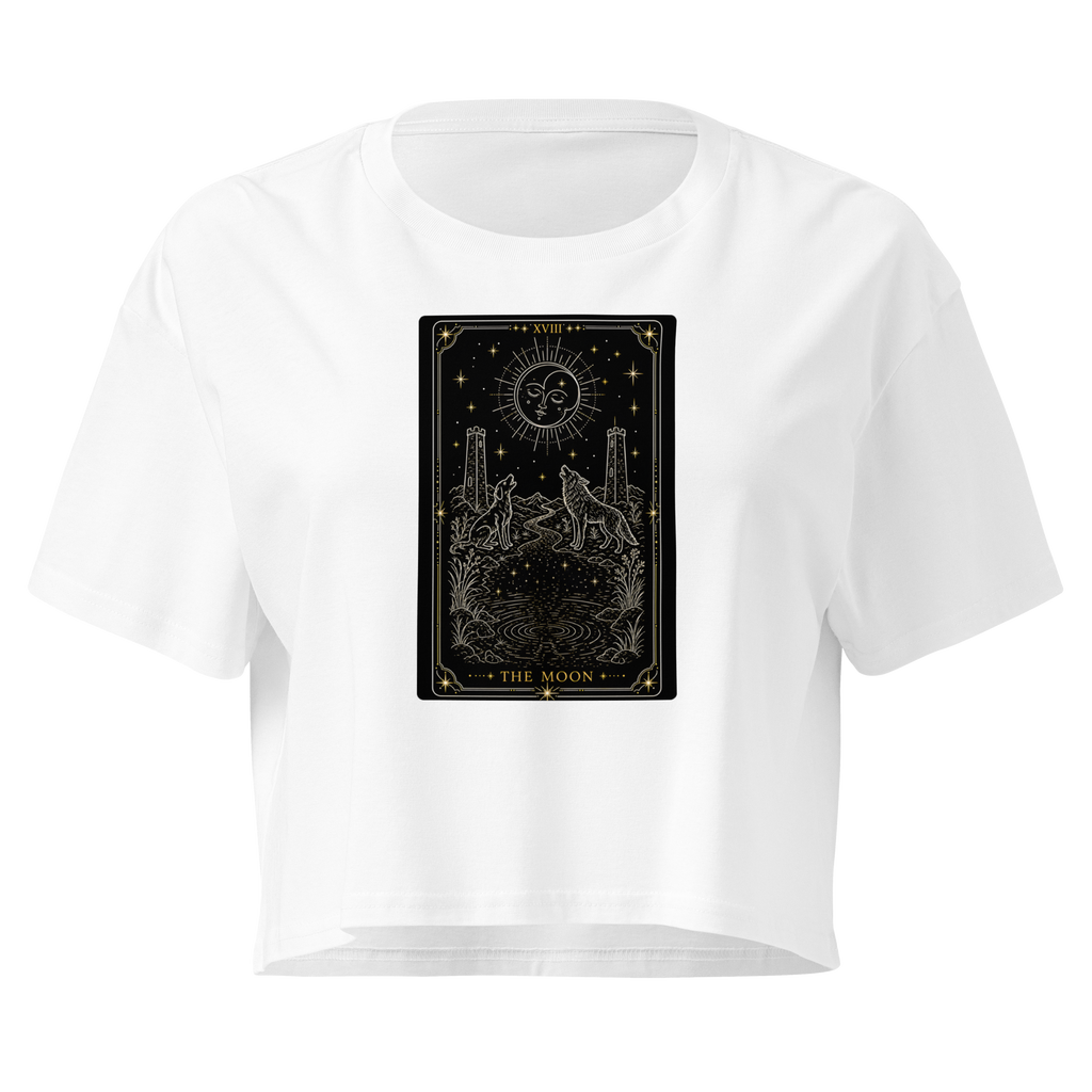The Moon Tarot Crop Top - White