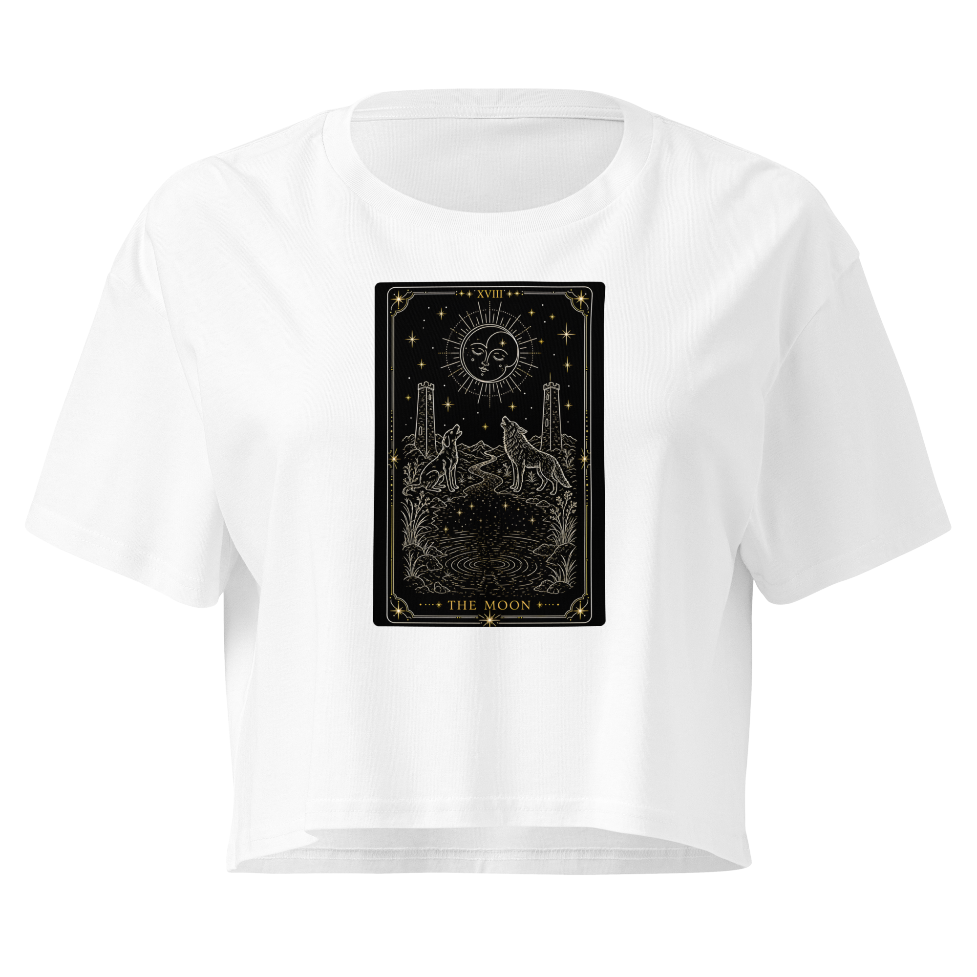 The Moon Tarot Crop Top - White