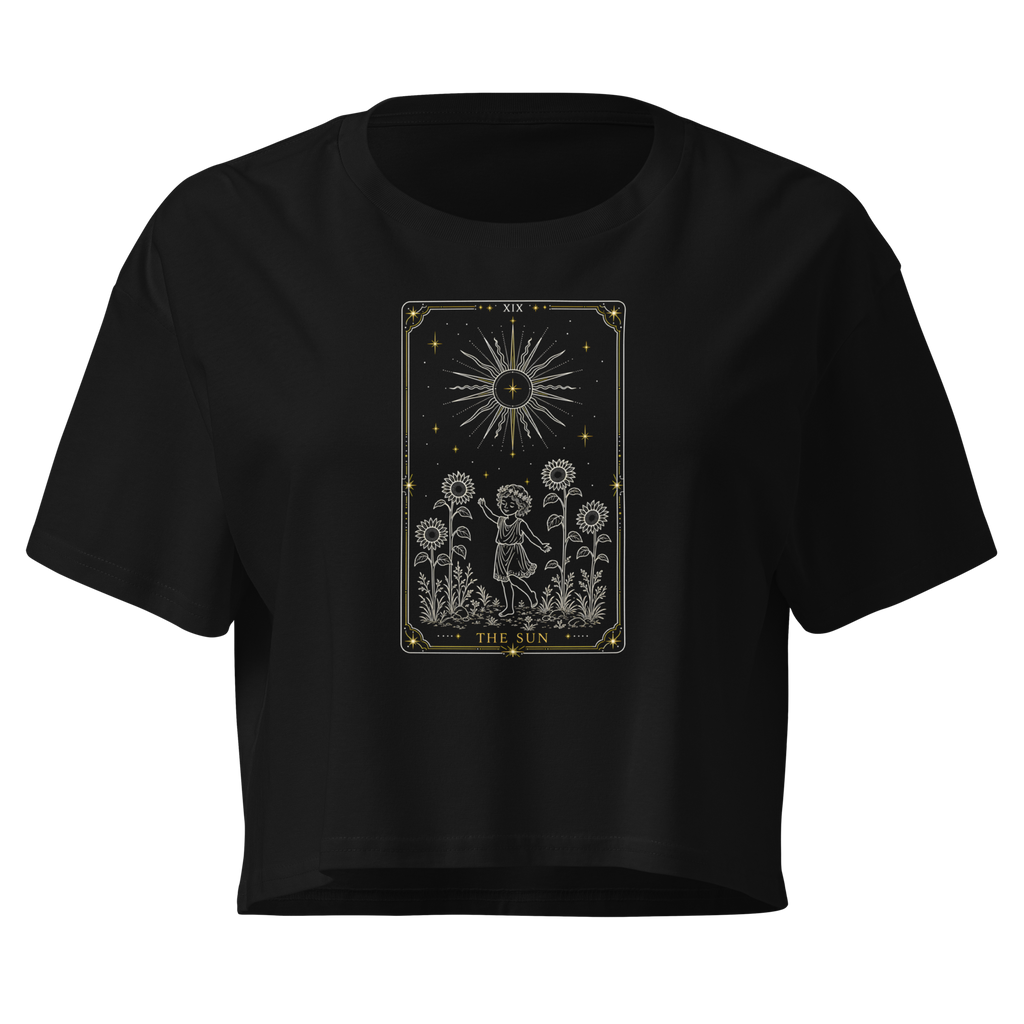 The Sun Tarot Crop Top - Black
