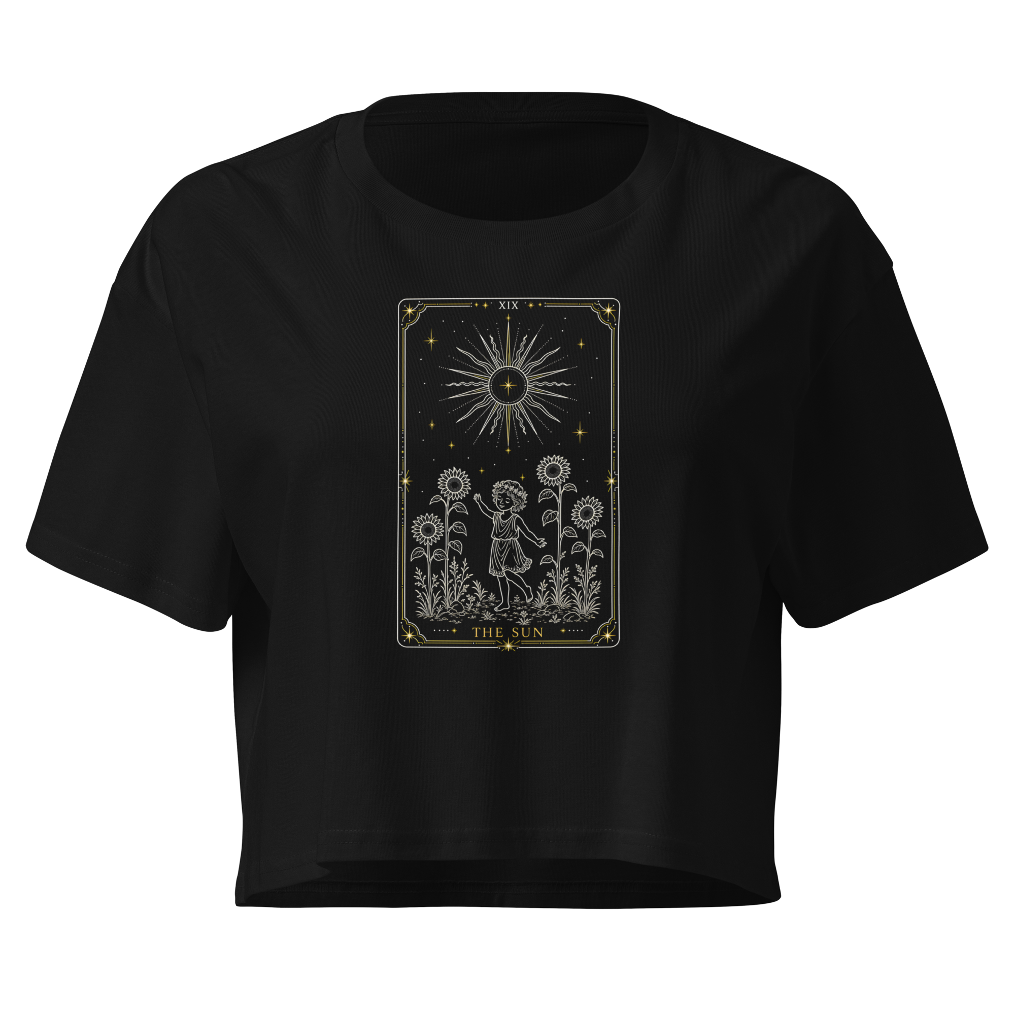 The Sun Tarot Crop Top - Black